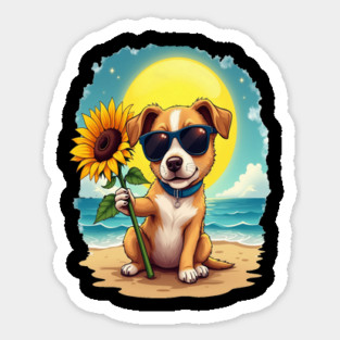 A Cute Puppy in Sunglasses Sticker