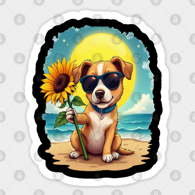 A Cute Puppy in Sunglasses Sticker by BirdsnStuff