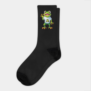 Green Happy Frog Socks