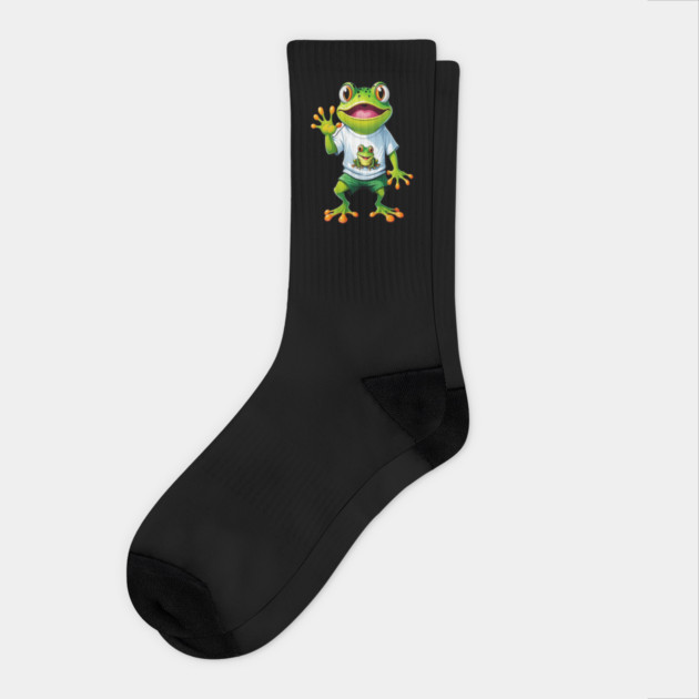 Green Happy Frog Socks by BirdsnStuff