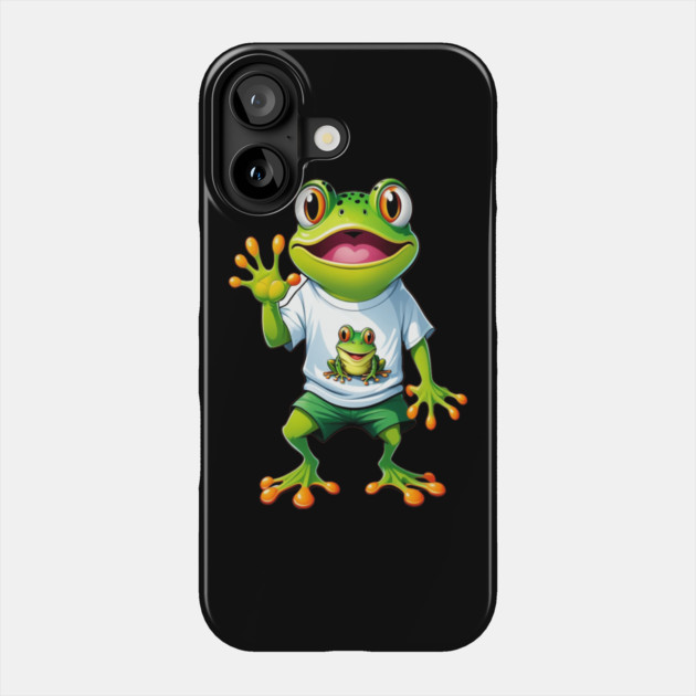 Green Happy Frog Phone Case by BirdsnStuff