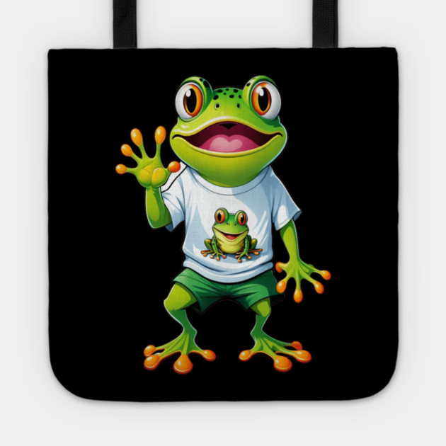 Green Happy Frog Tote by BirdsnStuff
