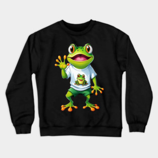 Green Happy Frog Crewneck Sweatshirt
