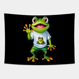 Green Happy Frog Tapestry