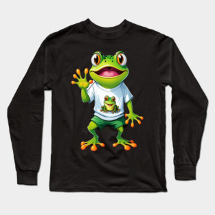 Green Happy Frog Long Sleeve T-Shirt