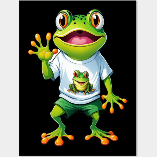 Green Happy Frog Wall Art by BirdsnStuff