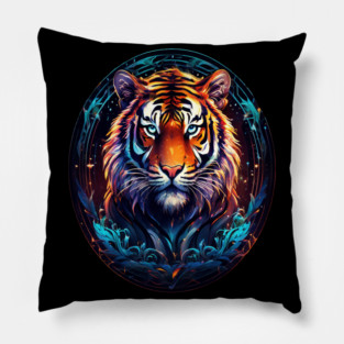 A Majestic Tiger in Logo Style Pillow