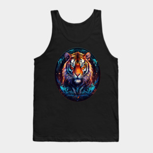 A Majestic Tiger in Logo Style Tank Top