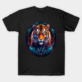 A Majestic Tiger in Logo Style T-Shirt