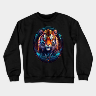A Majestic Tiger in Logo Style Crewneck Sweatshirt