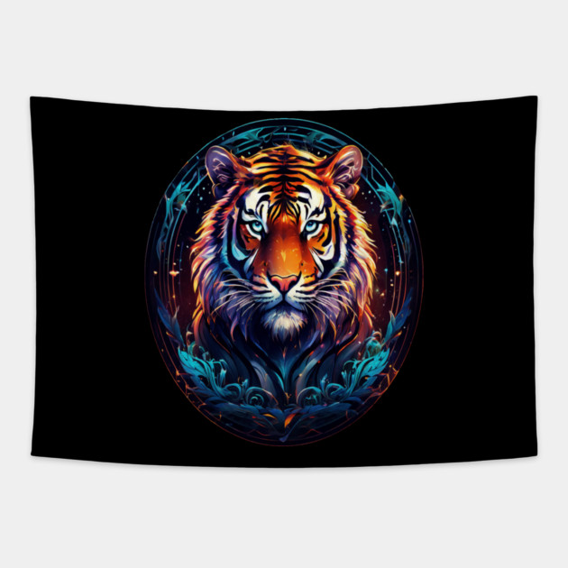 A Majestic Tiger in Logo Style Tapestry by BirdsnStuff