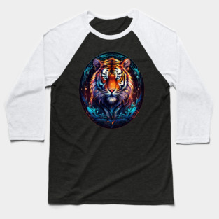 A Majestic Tiger in Logo Style Baseball T-Shirt