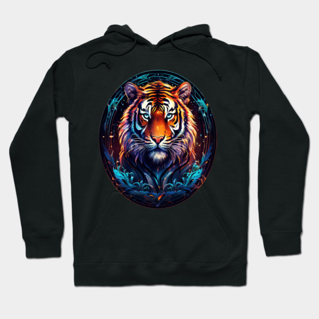 A Majestic Tiger in Logo Style Hoodie by BirdsnStuff