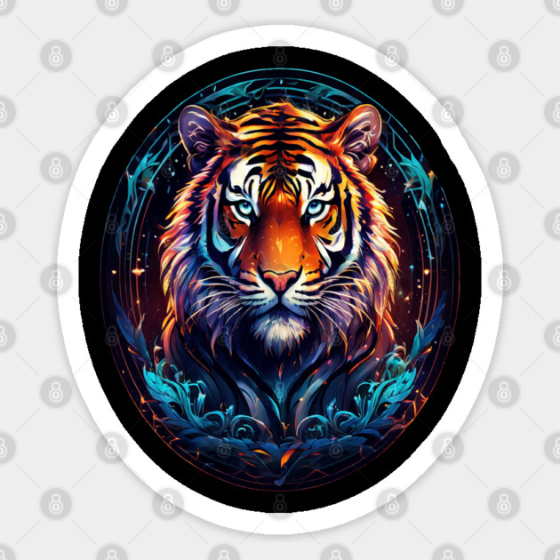 A Majestic Tiger in Logo Style Sticker by BirdsnStuff