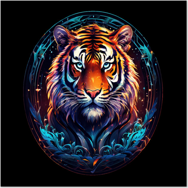 A Majestic Tiger in Logo Style Wall Art by BirdsnStuff