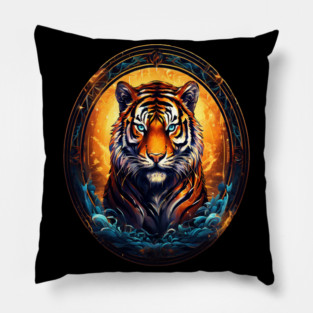A Majestic Tiger in Logo Style Pillow