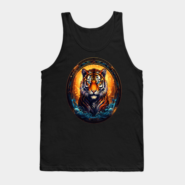 A Majestic Tiger in Logo Style Tank Top by BirdsnStuff