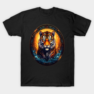 A Majestic Tiger in Logo Style T-Shirt