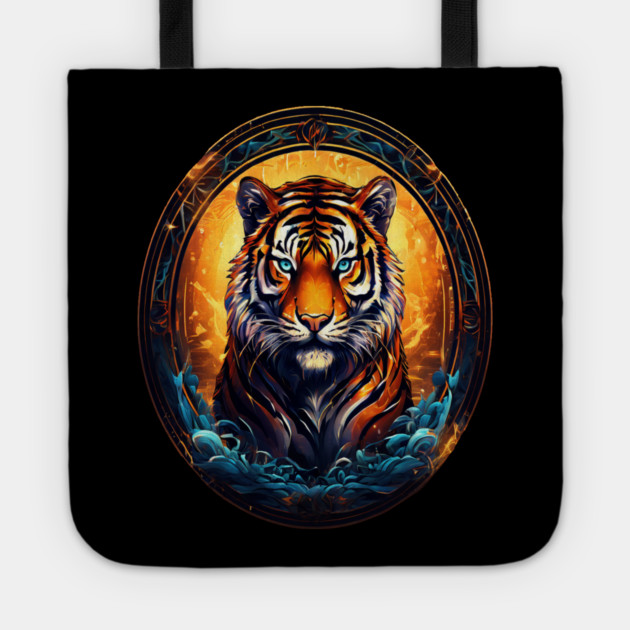A Majestic Tiger in Logo Style Tote by BirdsnStuff