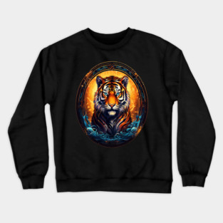 A Majestic Tiger in Logo Style Crewneck Sweatshirt