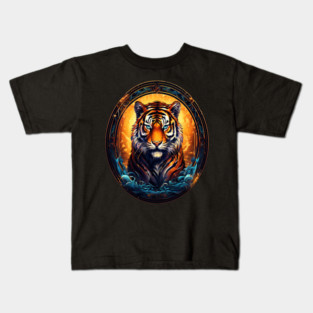 A Majestic Tiger in Logo Style Kids T-Shirt