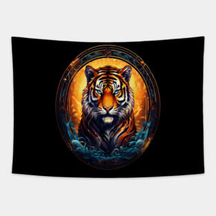 A Majestic Tiger in Logo Style Tapestry