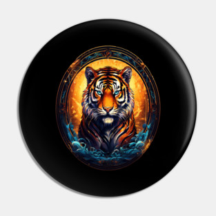 A Majestic Tiger in Logo Style Pin