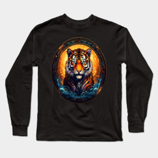 A Majestic Tiger in Logo Style Long Sleeve T-Shirt
