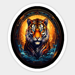 A Majestic Tiger in Logo Style Sticker