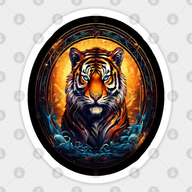 A Majestic Tiger in Logo Style Sticker by BirdsnStuff