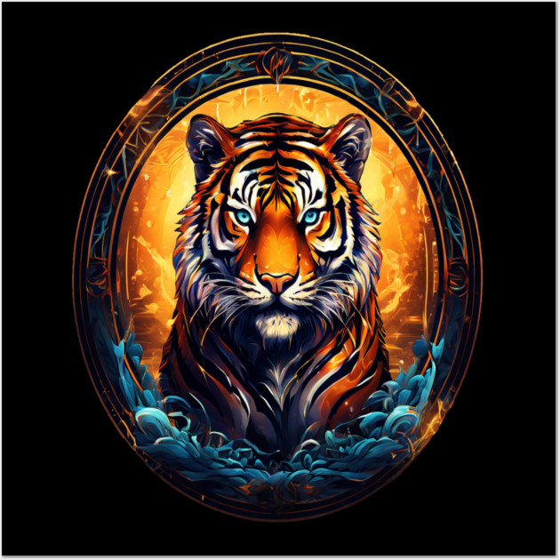 A Majestic Tiger in Logo Style Wall Art by BirdsnStuff