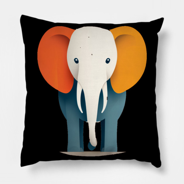 Minimilist Elephant in Shapes Pillow by BirdsnStuff