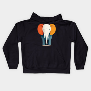 Minimilist Elephant in Shapes Kids Hoodie