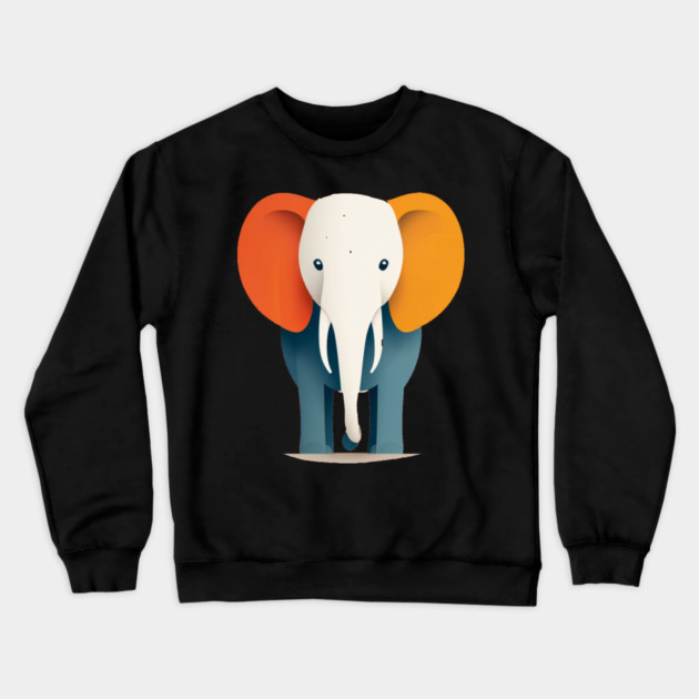 Minimilist Elephant in Shapes Crewneck Sweatshirt by BirdsnStuff