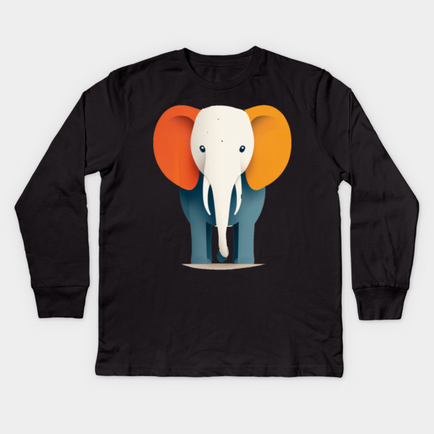 Minimilist Elephant in Shapes Kids Long Sleeve T-Shirt by BirdsnStuff