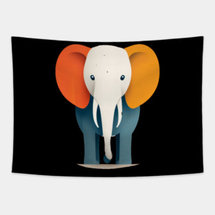 Minimilist Elephant in Shapes Tapestry