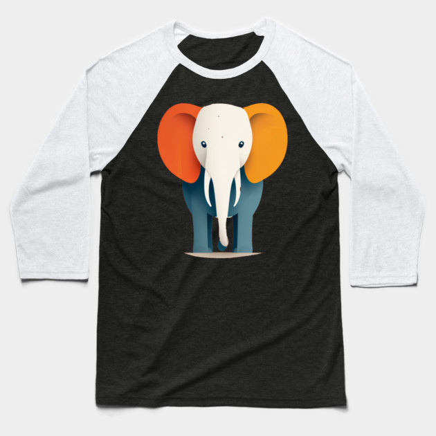 Minimilist Elephant in Shapes Baseball T-Shirt by BirdsnStuff