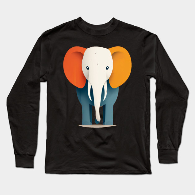Minimilist Elephant in Shapes Long Sleeve T-Shirt by BirdsnStuff