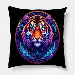 A Majestic Tiger in Logo Style Pillow