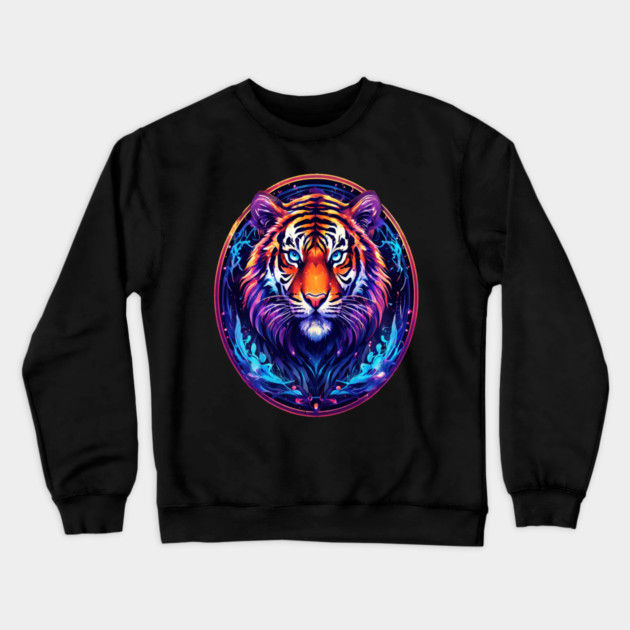 A Majestic Tiger in Logo Style Crewneck Sweatshirt by BirdsnStuff