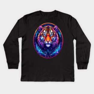 A Majestic Tiger in Logo Style Kids Long Sleeve T-Shirt
