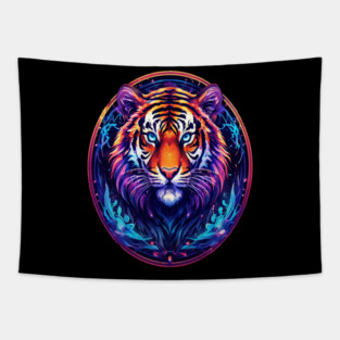 A Majestic Tiger in Logo Style Tapestry