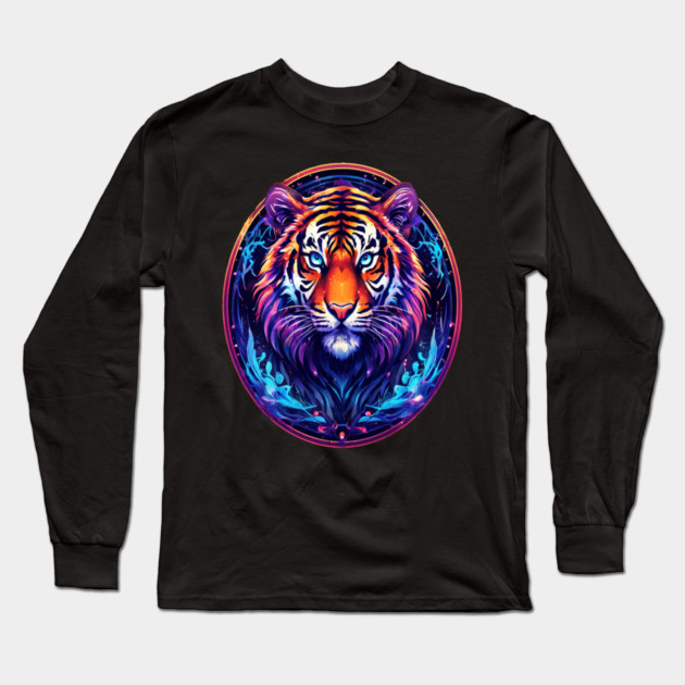 A Majestic Tiger in Logo Style Long Sleeve T-Shirt by BirdsnStuff