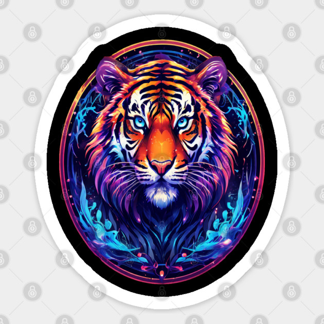 A Majestic Tiger in Logo Style Sticker by BirdsnStuff