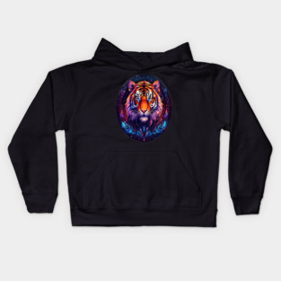A Majestic Tiger in Logo Style Kids Hoodie