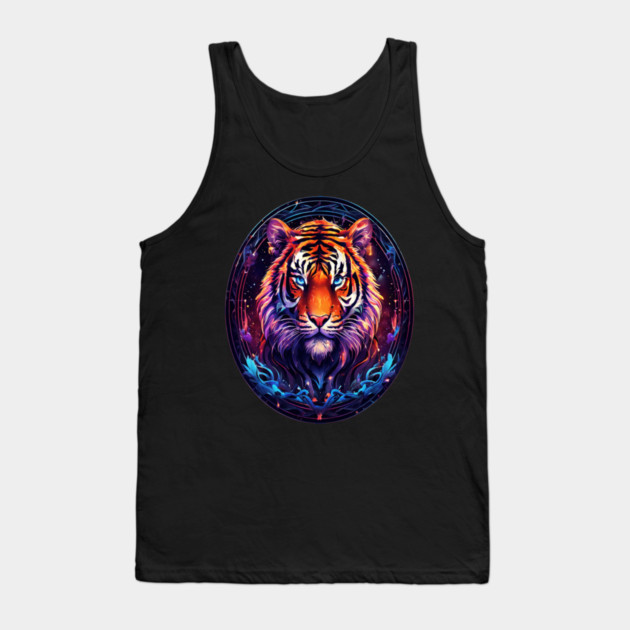 A Majestic Tiger in Logo Style Tank Top by BirdsnStuff