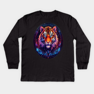 A Majestic Tiger in Logo Style Kids Long Sleeve T-Shirt
