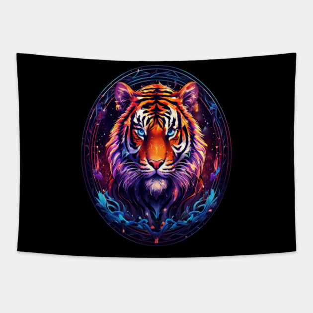 A Majestic Tiger in Logo Style Tapestry by BirdsnStuff