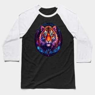 A Majestic Tiger in Logo Style Baseball T-Shirt