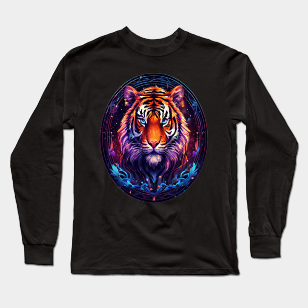 A Majestic Tiger in Logo Style Long Sleeve T-Shirt by BirdsnStuff